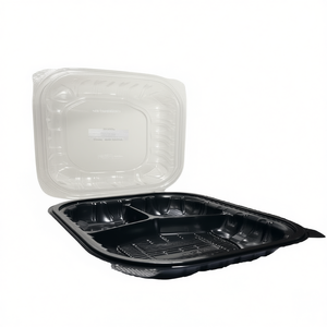 กล่องอาหารกลางวันแบบใสและสีดำ 3 ช่อง ขนาด 9 นิ้ว x 9 นิ้ว กล่องใส่อาหารแบบใสและสีดำ 3 ช่อง - Product Image 2