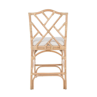 Tabouret de bar en rotin fabriqué à la main avec coussin chaise de comptoir à dossier haut naturel pour une utilisation intérieure et extérieure