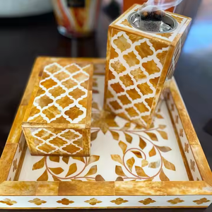 Incrustation de nacre multicolore Bakhoor Mabkhara Incrustation d'os Brûleur 2023 MOP Tray Medkhan Resin Box Burner Mubkhar Gift Set 2025 - Product Image 5