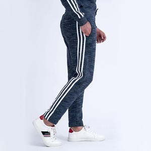 Pantalon de fitness en polyester 100% pour hommes bleu marine sur mesure pantalon de jogging respirant à coupe régulière à rayures latérales vente de style décontracté - Product Image 2