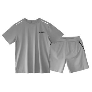 Conjunto de camiseta y pantalones cortos de algodón de estilo sencillo único para hombre, conjunto informal de camiseta y pantalones cortos con cordón para hombre - Product Image 1