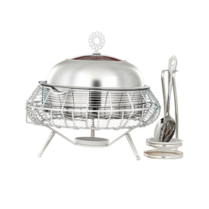 Réchaud en acier inoxydable haut de gamme avec finition argentée polie avec support et couvercle pour un service de buffet professionnel - Product Image 1