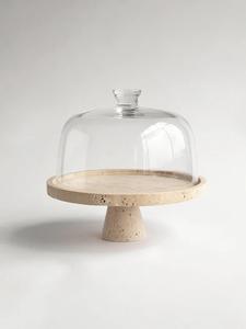 Elegante Soporte para Tartas de Piedra Travertino Natural para Servir con Estilo y Decoración Moderna, Centro de Mesa Duradero para Exhibición en el Hogar - Product Image 2