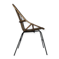 Nouvelle Arrivée Chaise de Loisirs Traditionnelle Rosa en Rotin Naturel avec Pieds en Métal Thermolaqué pour Hôtel, Villa, Salon, Salle à Manger