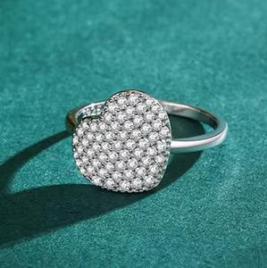 Bague en or blanc pur massif avec diamant solitaire en forme de cœur romantique, cultivé en laboratoire GIA, pour femme, bijoux de mariage en gros, cadeau - Product Image 4