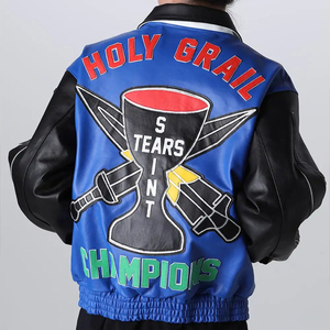 Chaqueta universitaria de mezcla de poliéster y lana con patrones personalizados de fabricante OEM chaqueta básica con logotipo bordado de chenilla para hombre - Product Image 2