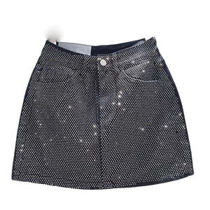 Customized New Heavy Rhinestone Jean <b>Skirt</b> A-line Fashion High Waist Short <b>Skirt</b> for Girls - Product Image 4