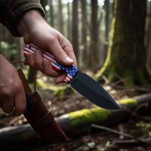 Handmade Black Powder <b>Coated</b> Stainless <b>Steel</b> Hunting Skinner Knife Fixed Blade Knives With Handle Outdoor Knives Industrial OEM - Product Image 2