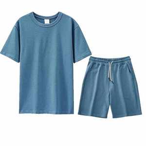 Dernière conception 2025 Ensembles de vêtements pour hommes à la mode Ensemble de t-shirts et shorts en coton respirant Deux pièces Costume d'été pour hommes Ensembles jumeaux - Product Image 4