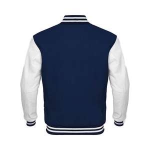 Chaqueta Universitaria de Béisbol Personalizada con Mangas de Cuero y Bordado Chenille, Ropa de Cuero para Hombre - Product Image 4