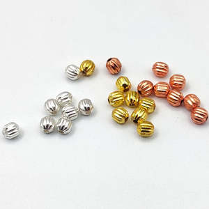 ลูกปัดทรงฟักทองขนาด 4 มม. สีทอง สีเงิน สีโรสโกลด์ ชุบทองเหลือง สำหรับทำเครื่องประดับ - Product Image 1