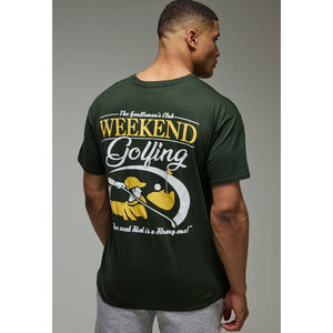 Camiseta gráfica de algodón con estampado de alta calidad DTG personalizado manga tres cuartos dobladillo crudo estilo recortado cuadrado desgastado para hombres - Product Image 4