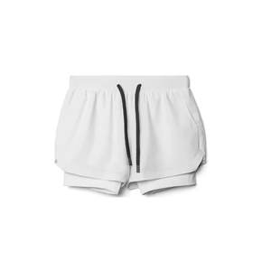 กางเกงขาสั้นรัดกล้ามเนื้อแบบ2-in-1สำหรับผู้ชายกางเกงวิ่งออกกำลังกายไนลอนเอวยางยืดสองชั้นดีไซน์สีทึบออกแบบได้ตามต้องการ - Product Image 6