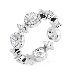 Jeulia Celestial Star <b>Circle</b> Eternity <b>Ring</b> Sterling Silver with Gold Plated Inlay - Product Image 2
