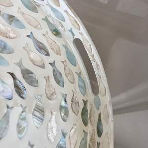 Venta al por mayor de lujo hecho a mano MDF bandeja decorativa de alta calidad madre perla incrustaciones plato bandeja para servir hecho Vietnam para ocasiones de comida - Product Image 4