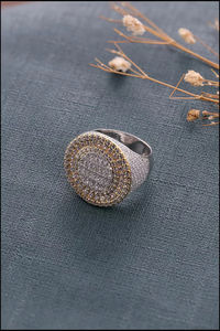 Lujoso Iced Out Hip Hop Jewelry 925 Sterling Silver Round Cut Moissanite Diamond Two Tone Wedding Ring - Product Image 2