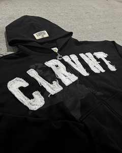 Conjunto de pantalones de chándal con capucha y cremallera con bordado desgastado personalizado, chándal de algodón lavado con ácido para hombre - Product Image 5