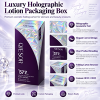 Boîte d'emballage de luxe portable personnalisée pour lotion holographique avec motif géométrique en feuille métallisée pour crème visage et produits cosmétiques de soin de la peau
