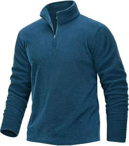 2024 hommes élégant 100% coton travail veste chaud 1/4 pull zippé avec manches longues col montant confortable polaire doublure vêtements d'hiver - Product Image 1