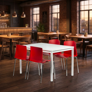 Juego de Comedor Elton para Restaurante, Mesa con 4 Sillas Apilables Tipo Cantina para Cafetería, Muebles Comerciales - Product Image 2