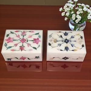 Boîte à bijoux incrustée de nacre |   Boîte à bibelots et souvenirs en marbre indien I Boîte à accessoires Exportation de Stonecrafts - Product Image 1