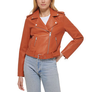 Customized Cropped Women's Sheep Skin Leather Jacket Eco-Friendly Breathable Waterproof Casual Streetwear Cotton OEM Accepted - Product Image 1