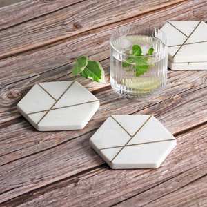 Juego de Posavasos de Mármol Elegante, Posavasos de Piedra Natural Hechos a Mano para Decoración del Hogar, Hotel, Restaurante, Venta al por Mayor - Product Image 2