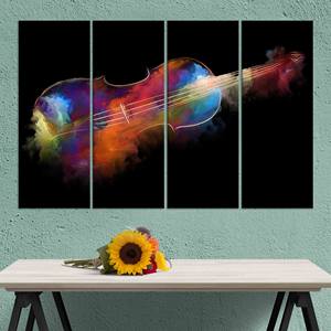 งานศิลปะบนผ้าใบพิมพ์ลาย: ของขวัญดนตรีซิมโฟนีไวโอลินแบบนามธรรม ชุดผ้าใบ 4 ชิ้น - Product Image 1