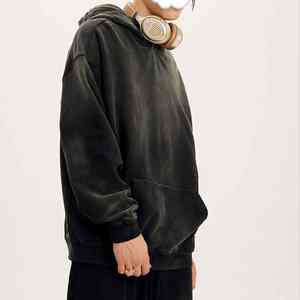 Manufacturers OEM Custom Streetwear 500GSM Heavyweight Vintage Washed <b>Dark</b> <b>Grey</b> <b>Hoodie</b> - Product Image 3