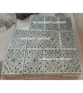 Proveedor indio de caja de joyería con Incrustaciones de nácar verde de forma Rectangular de mármol blanco hecho a mano para propósito de regalo de anillo de bodas - Product Image 1