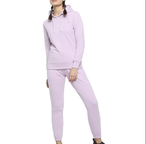 Ensemble 2 pièces pour femmes Survêtement uni Slim Fit 100% Cotton Fleece Tracksuit Custom Print Pullover Sports Track Suits for Women - Product Image 6