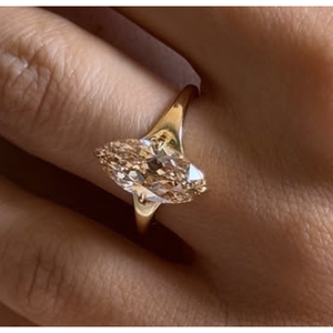 Bague en diamant Lab Champagne 2,5-3 carats, taille Moval allongée, paiement final personnalisé - Product Image 2