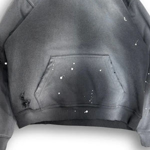 Sudadera con Capucha Extra Grande para Hombre, Estilo Lavado Ácido, con Cierre y Pedrería, Logotipo Bordado, para Moda Casual Urbana - Product Image 4