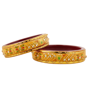 Ensemble de 2 bracelets manchette jaunes en pierre florale, bracelets tendance - Product Image 2