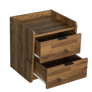 Modern Minimalist Solid Wood Nightstand with Storage and 2 Drawers for Bedroom - Product Image 6