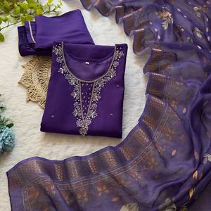 Conjunto de pantalón elegante KurtI Conjunto étnico de moda festiva para mujer Conjunto étnico cómodo KurtI con estampado Dupatta Ropa India Conjunto étnico - Product Image 6