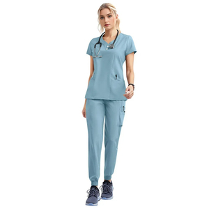 2025 nuevo estilo conjuntos de uniformes de hospital uniforme de enfermera ajuste Scrubs mujeres Spandex conjunto de uniformes de Enfermería Médica - Product Image 4