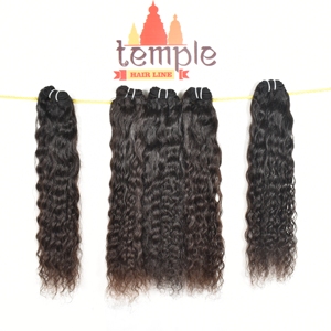 Bundle indien pas cher couleur naturelle 100% machine double trame gros traitement des vagues aucun cuticule aligné femmes noires cheveux humains - Product Image 4