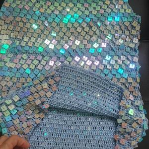 2025 New Fashionable Women's Square Customizable Handmade Crochet Solid Color <b>Sequin</b> Strap <b>Top</b> - Product Image 4