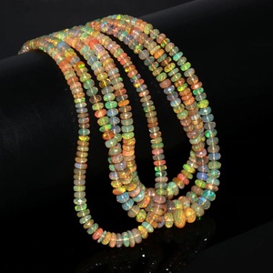 16-Inch Rondelle Yellow Ethiopian <b>Fire</b> Opal Bead Necklace Long-Strand 4-7mm Gemstone Beads - Product Image 1