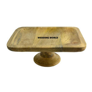 Support à gâteau en bois de forme carrée de qualité supérieure fait à la main pour la fête de mariage Stand à gâteau en bois de créateur classique et élégant - Product Image 1