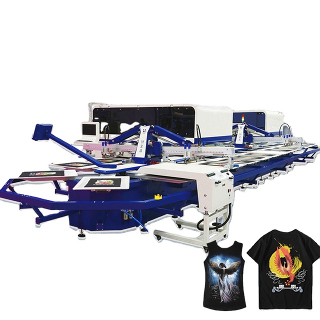 HJD High Speed Multi-color Colors Digital Advertisement T-shirt Octopus Oval Automatic Carousel Screen Printing Machine