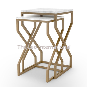 Mesa Consola de Acero Inoxidable con Tapa de Madera, Forma Cuadrada, Estilo Lujoso, Diseño Moderno, Mesa Decorativa Encajable - Product Image 3
