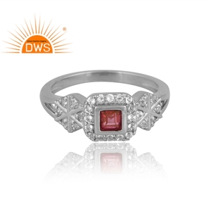 Bague en argent plaqué palladium avec topaze rose et topaze blanche de conception unique pour femmes bijoux personnalisés pour femmes cadeau pour elle - Product Image 3