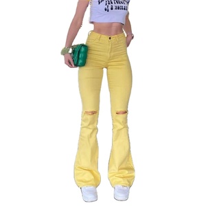 Nouvelle Arrivée Jean Droit Femme en Denim Imprimé Graphique Tendance avec Strass Déchirés et Logo Glamour Respirant à la Taille - Product Image 5