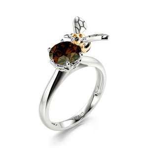 Anillo de Compromiso de Plata de Ley con Diamante Tallado Redondo en Forma de Panal de Abeja, Jeulia Hug Me You Are My Sunshine - Product Image 2