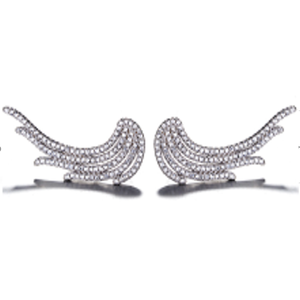 Orecchini Pendenti a Forma di Ali d'Angelo in Oro Bianco con Cristalli Swarovski - Product Image 2