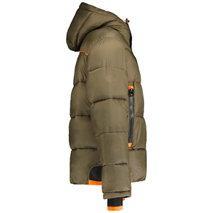 Vêtements matelassés à poignets élastiques Indemand Veste à fermeture éclair bouffante à capuche pour hommes Vestes personnalisées légères et chaudes avec poches zippées - Product Image 5