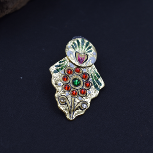 Peso ligero pintura a mano diseño de hoja chapado en oro Bali pendiente de tuerca para mujer joyería de moda india pendientes de latón hechos a mano - Product Image 4