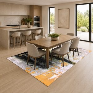 RUGS DEPOT LXDP-0583 Wholesale Terracotta Gold Contemporary Geometric Digital Printed Machine Washable Chenille Rug Non <b>Slip</b> - Product Image 4